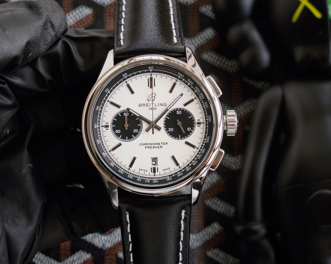 TheChronoLux - Breitling Premier B01 Chronograph 43mm White Dial, 13327065511836366