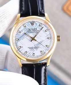 TheChronoLux - Rolex Cosmograph 40mm Meteorite Gold Case Dial Leather Strap, 13327138078218145