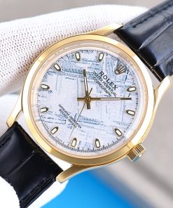 TheChronoLux - Rolex Cosmograph 40mm Meteorite Gold Case Dial Leather Strap, 13327138082167063