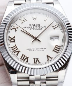 TheChronoLux - Special Version Rolex Datejust 41 White Roman Numeral Dial, 13327233464060341