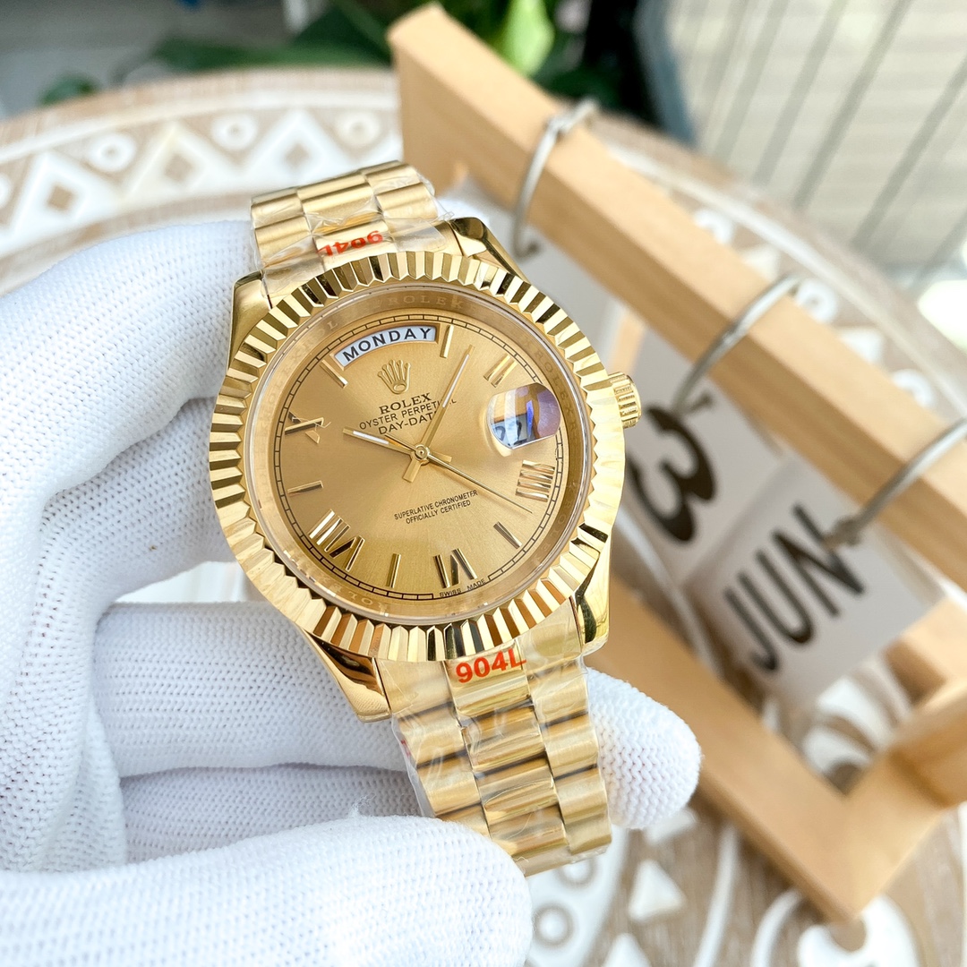 TheChronoLux - Rolex Day-Date 41mm Gold Roman Numeral Dial, 13327310253225284