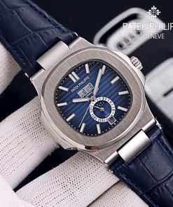 TheChronoLux - Patek Philippe Nautilus Annual Calendar 42mm Grey Dial Leather Strap, 13327427083503126