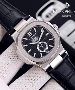 TheChronoLux - Patek Philippe Nautilus Annual Calendar 42mm Grey Dial Leather Strap, 13327427084472569