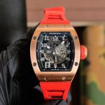 TheChronoLux - Richard Mille RM 010 Rose Gold Case Red Rubber Strap, 13327522423095561