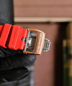 TheChronoLux - Richard Mille RM 010 Rose Gold Case Red Rubber Strap, 13327522440445612