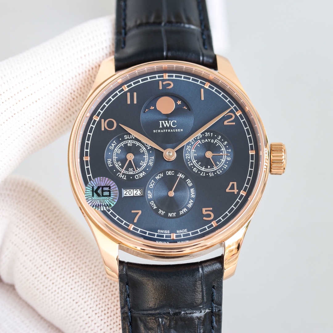 TheChronoLux - IWC Portugieser Perpetual Calendar 42mm Blue & Gold, 13327577506489794